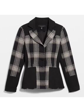 WHBM 3 Button Signature Tweed Plaid Blazer Size 6